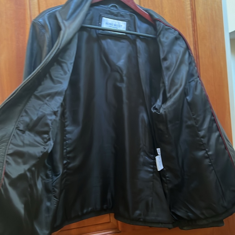 Nine West Women Separates 100% Smooth Black Leather Coat fully lined 2 slit pckt - Picture 4 of 17
